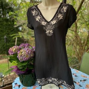 Guess by Marciano vintage Black Embroidered Blouse